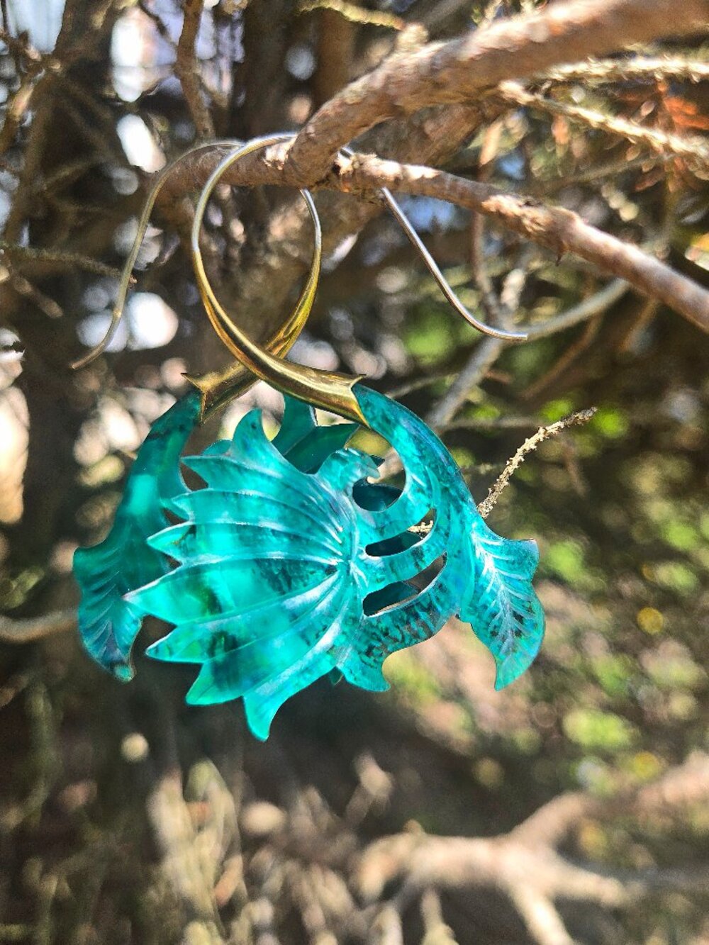 Abalone sea shell lotus flower earrings - Picture 5 of 15